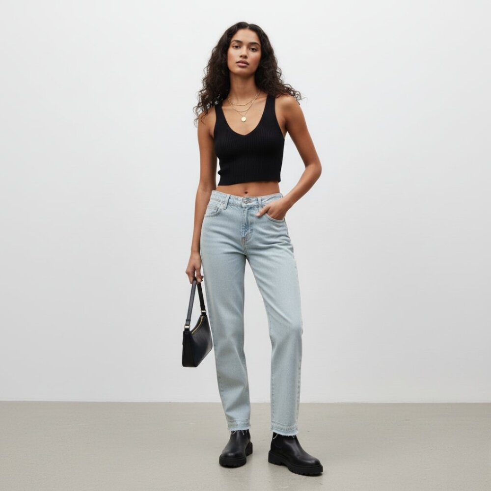 ZARA Women’s Light Wash High Rise Straight Jeans Raw Hem Light Wash Size 2